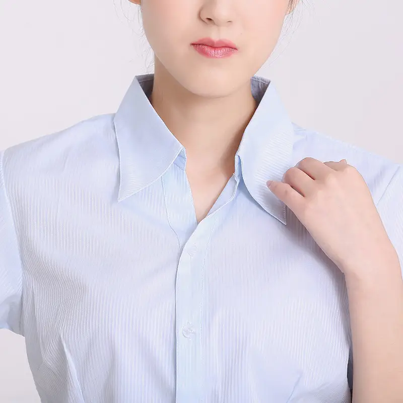 Professional Short Sleeve Vertical Striped White Shirt Large Size - Image 6