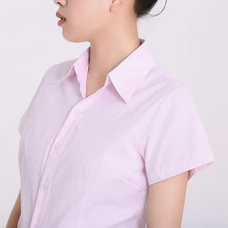 Professional Short Sleeve Vertical Striped White Shirt Large Size - Image 7