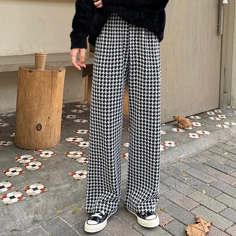 Women's Black Wide Leg Pants with High Waist Draping - Image 10