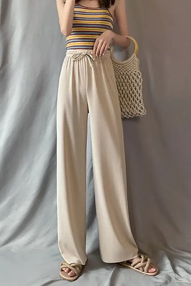 Women's Black Wide Leg Pants with High Waist Draping - Image 3