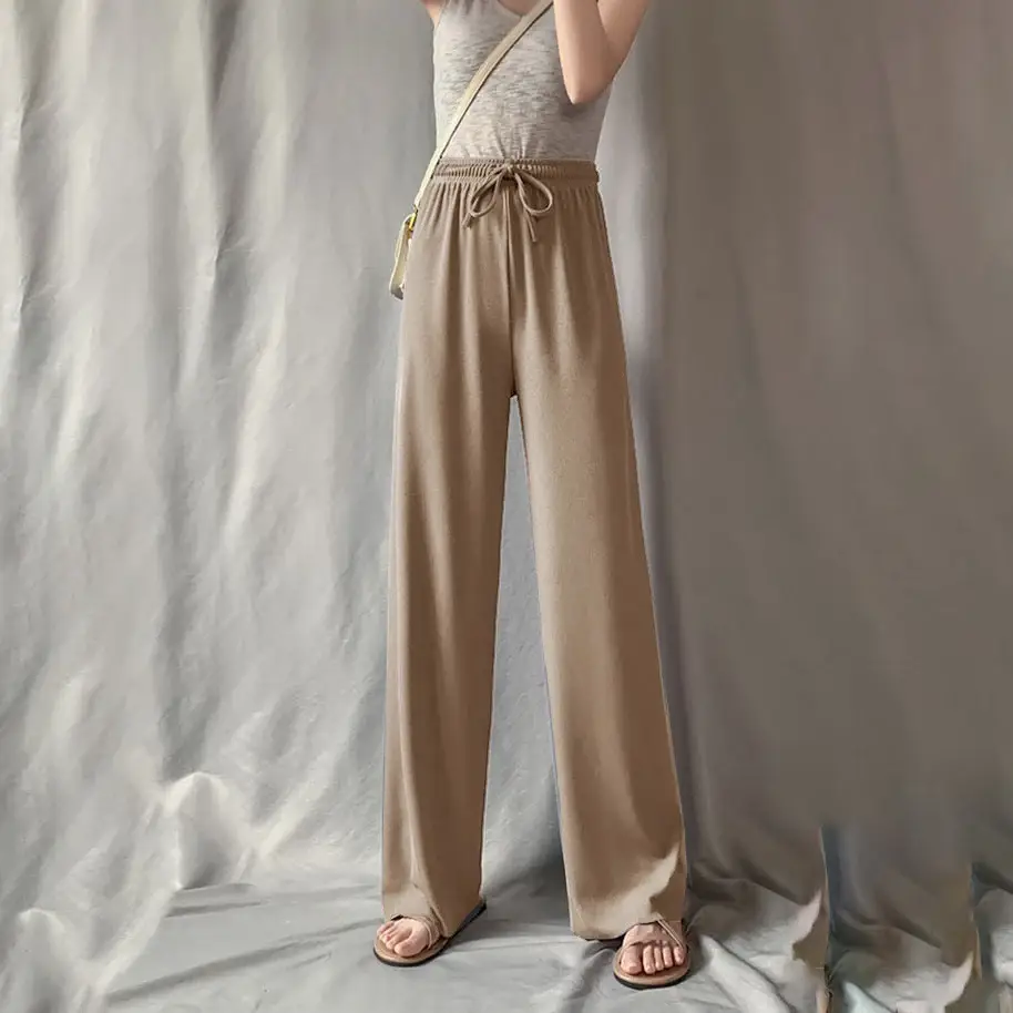 Women's Black Wide Leg Pants with High Waist Draping - Image 4
