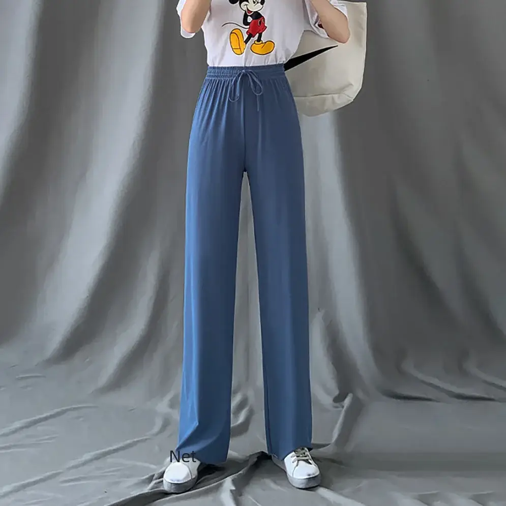 Women's Black Wide Leg Pants with High Waist Draping - Image 7