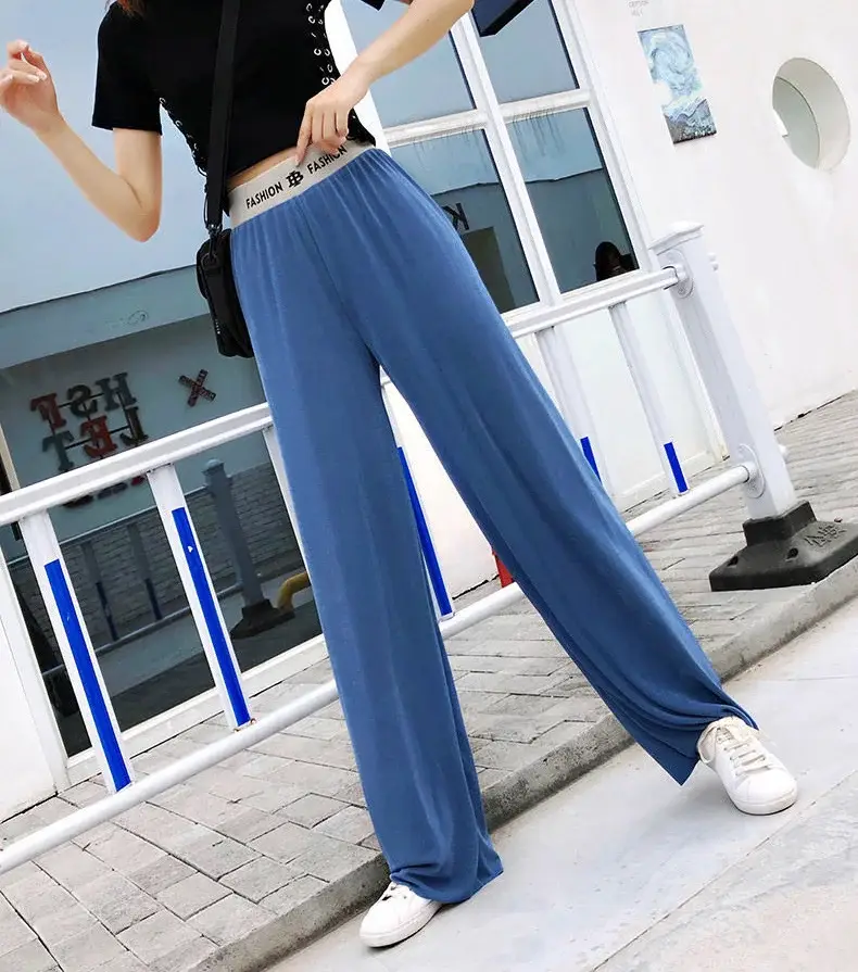 Women's Black Wide Leg Pants with High Waist Draping - Image 8