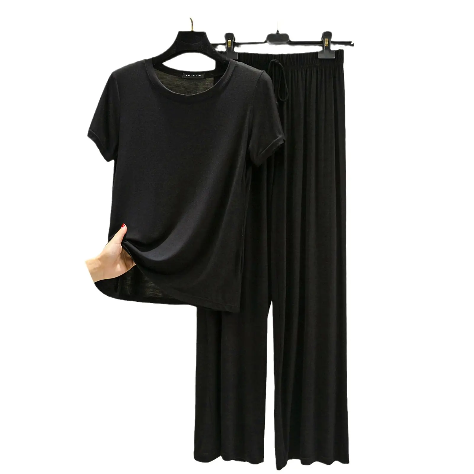 Modal T-shirt & Pants Set Pink Plus Size Summer Wear - Image 13