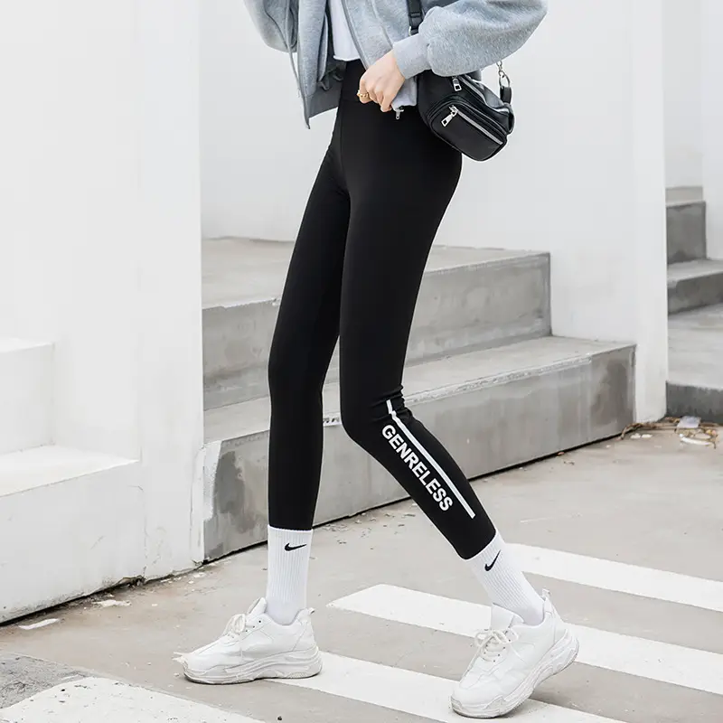 Plus Size Black Shark Leggings High Waist Crop - Image 2