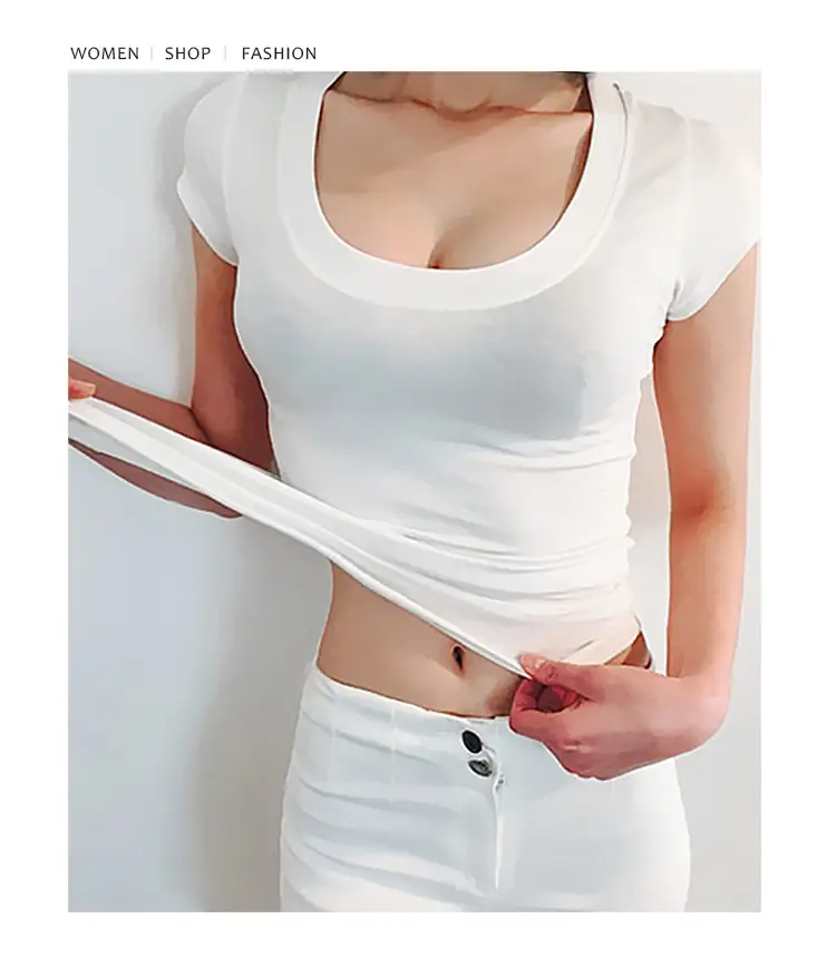 Women Cotton Round Neck T-Shirt Red 2025 Summer — feature 16