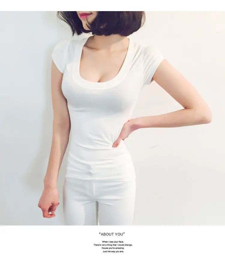 Women Cotton Round Neck T-Shirt Red 2025 Summer — feature 17