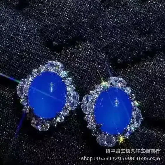 Women's Green Chalcedony Earrings with Ice Jade & Tassel Design - Image 8