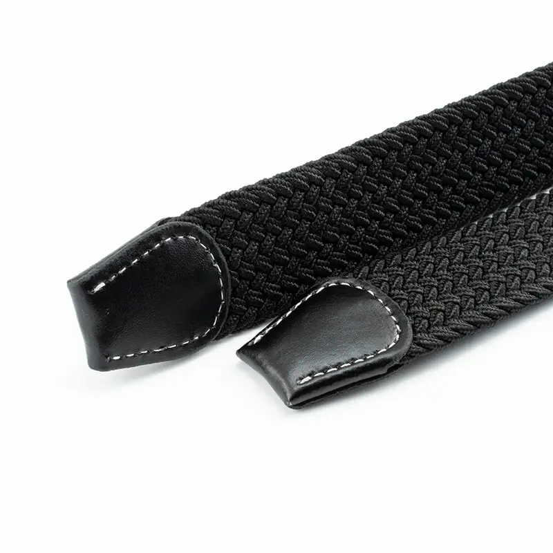 Men's Black Woven Belt with Silver Buckle - Image 8