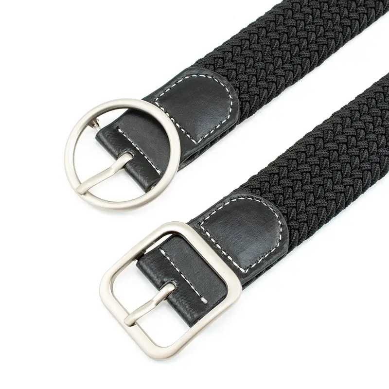 Men's Black Woven Belt with Silver Buckle - Image 10