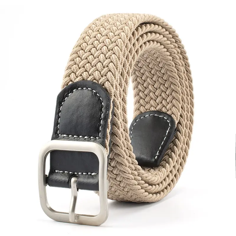Men's Black Woven Belt with Silver Buckle - Image 3