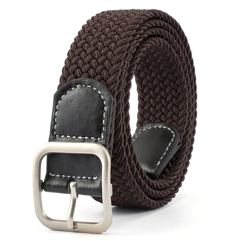 Men's Black Woven Belt with Silver Buckle - Image 5