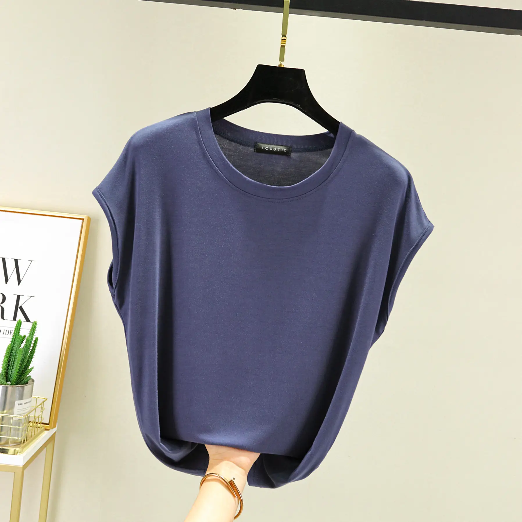 Women's Blue Sleeveless T-Shirt Summer 2021 - Image 6