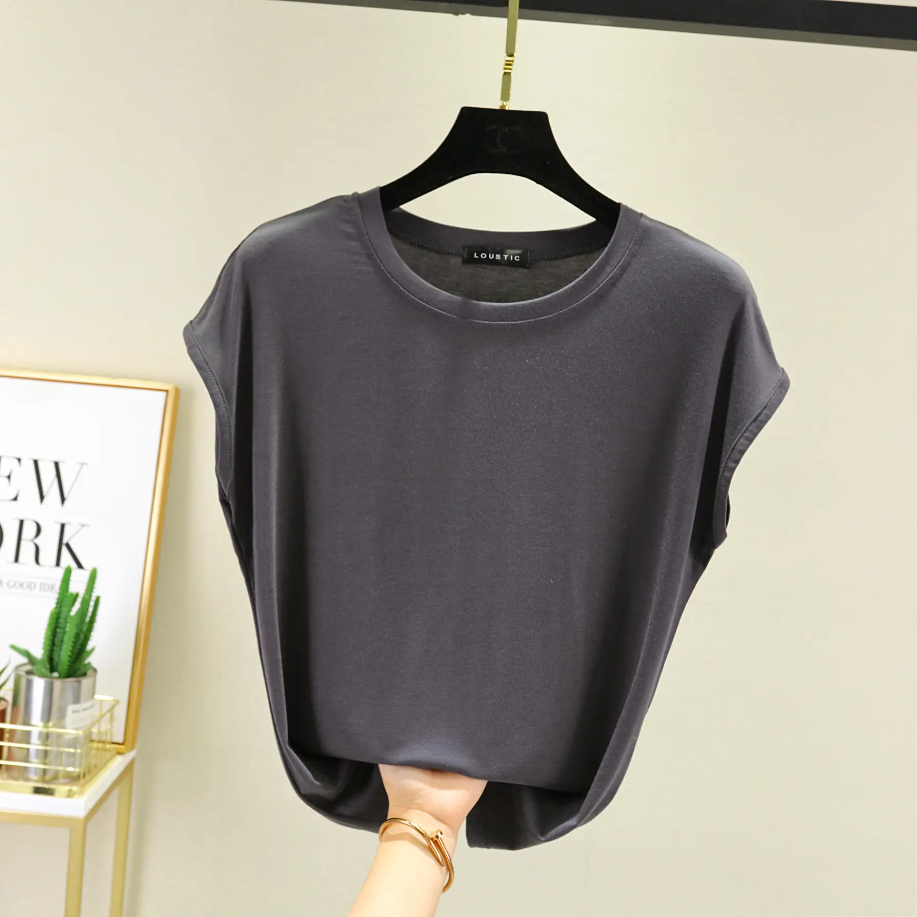 Women's Blue Sleeveless T-Shirt Summer 2021 - Image 9