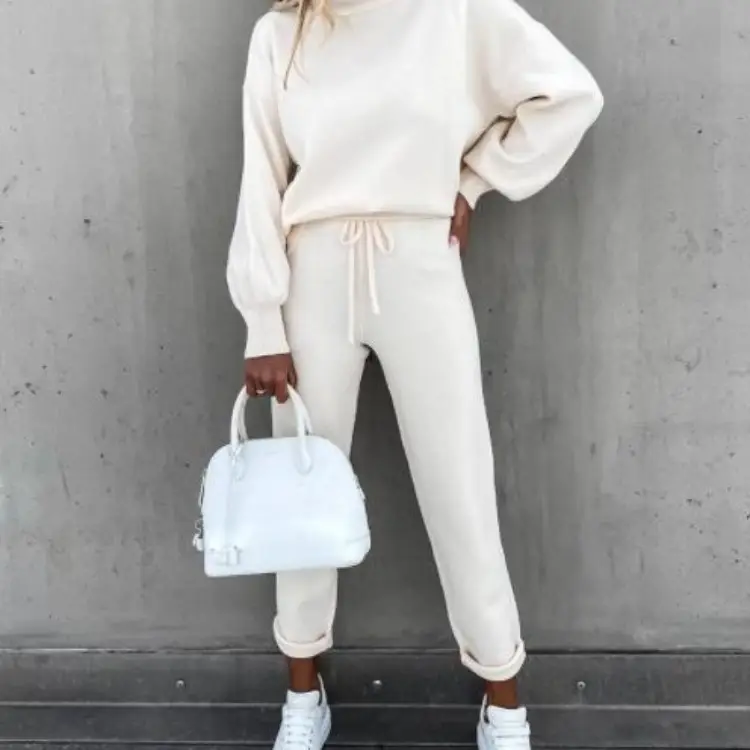 Women Grey Sweatpants Set Fall Winter Casual Two-Piece - Image 8