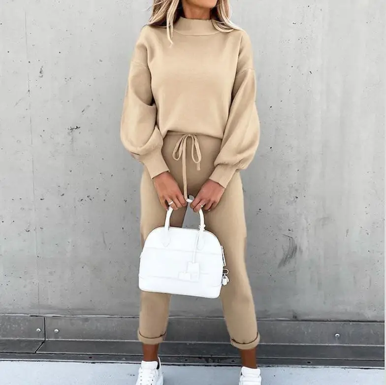 Women Grey Sweatpants Set Fall Winter Casual Two-Piece — feature 12