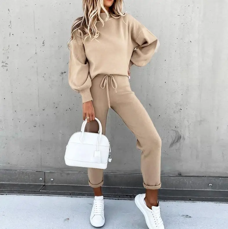 Women Grey Sweatpants Set Fall Winter Casual Two-Piece — feature 13