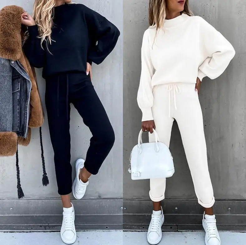 Women Grey Sweatpants Set Fall Winter Casual Two-Piece — feature 3