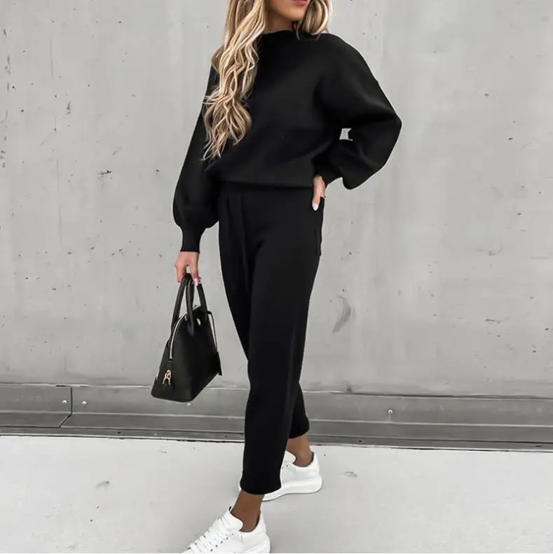 Women Grey Sweatpants Set Fall Winter Casual Two-Piece — feature 5