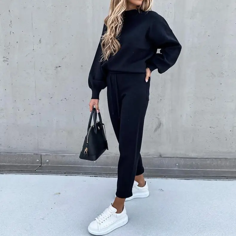 Women Grey Sweatpants Set Fall Winter Casual Two-Piece — feature 6