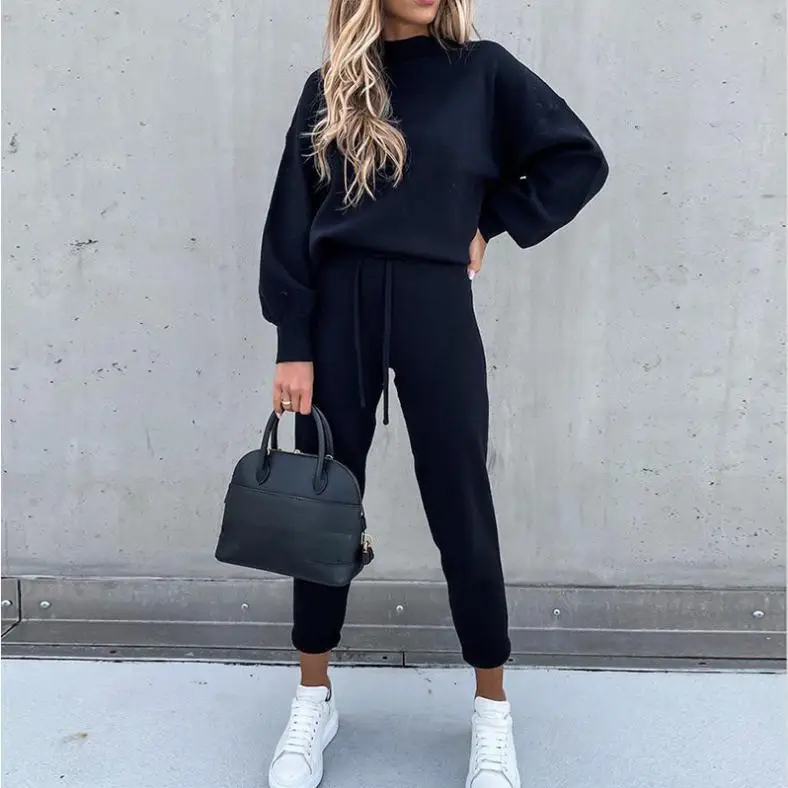 Women Grey Sweatpants Set Fall Winter Casual Two-Piece — feature 7
