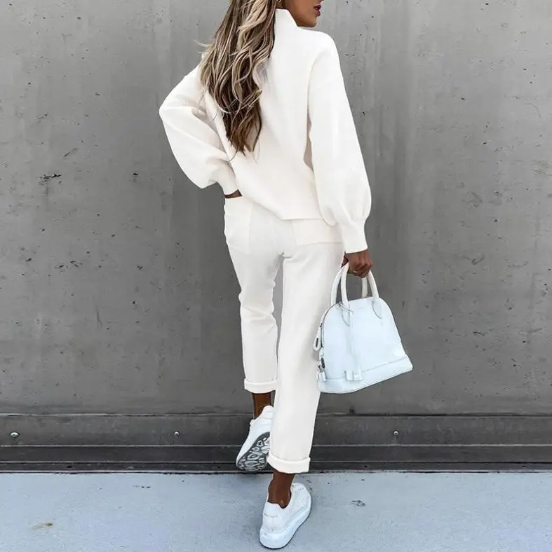 Women Grey Sweatpants Set Fall Winter Casual Two-Piece — feature 9