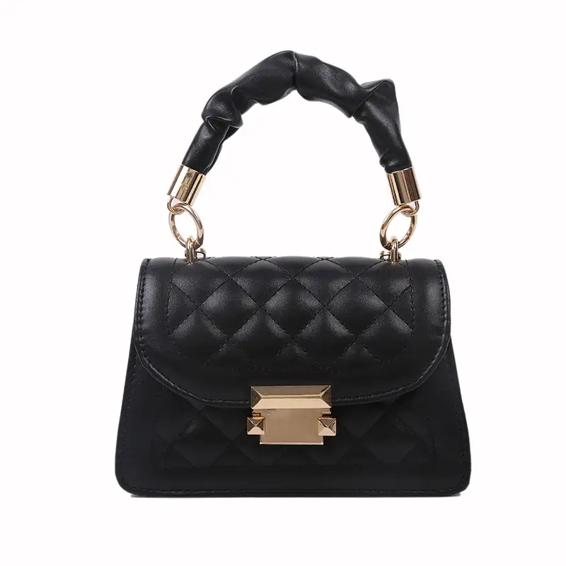 Black Quilted PU Shoulder Bag for Women 2020 - Image 8