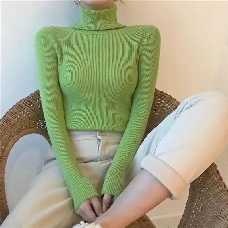 Women's Grey Turtleneck Knitted Sweater for Winter - Image 11