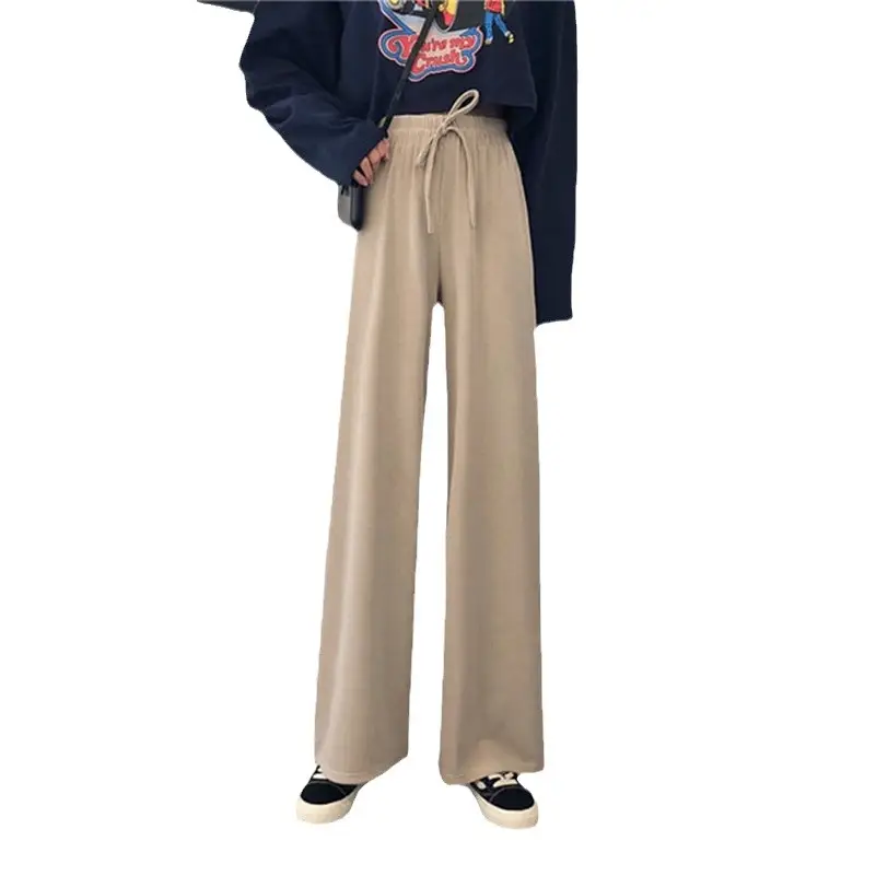 Wide Leg Drawstring Pants Black Loose Slimming - Image 5