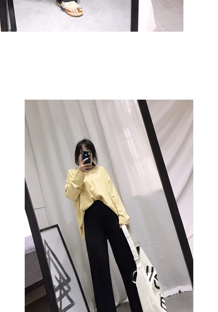 Wide Leg Drawstring Pants Black Loose Slimming — feature 11