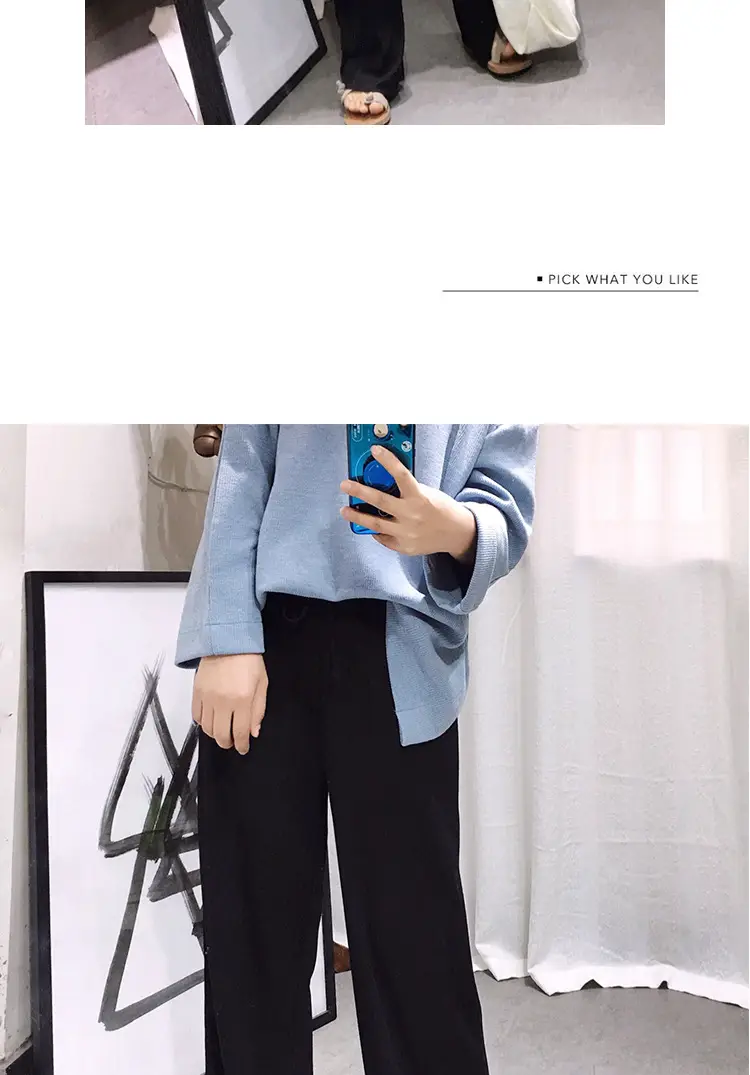Wide Leg Drawstring Pants Black Loose Slimming — feature 12