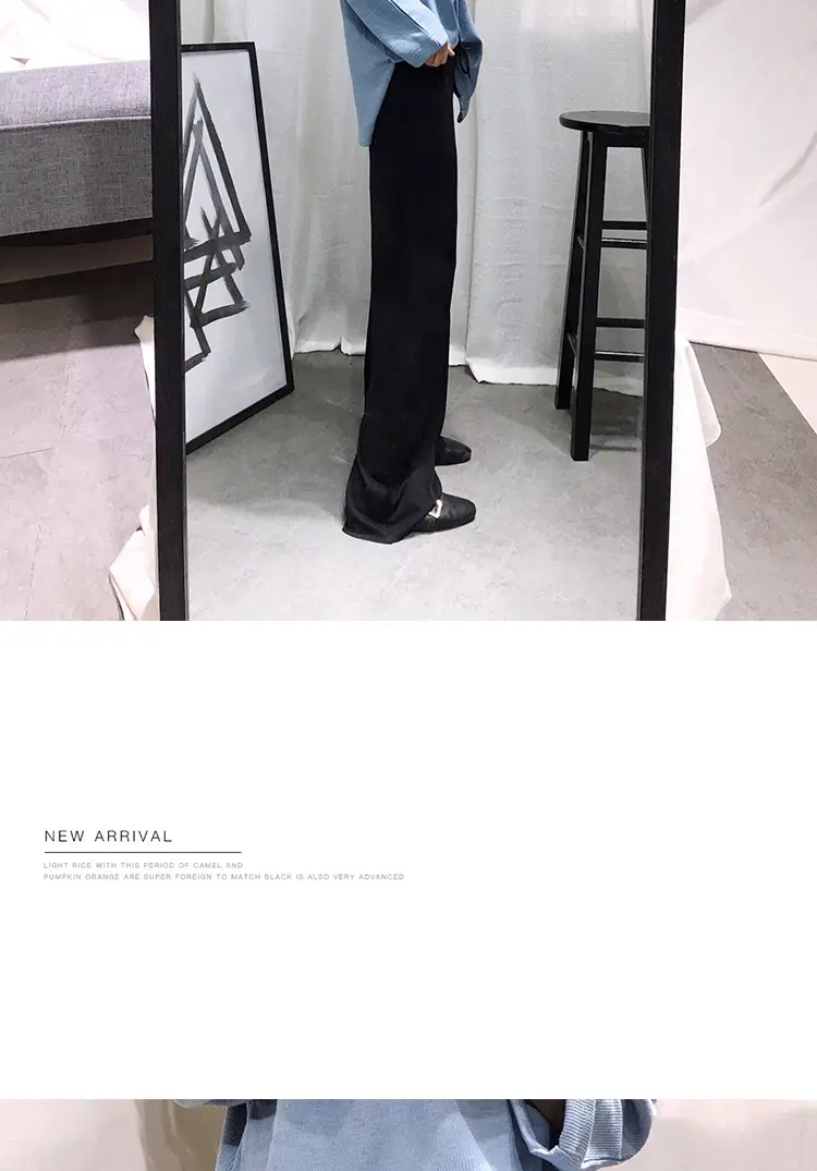 Wide Leg Drawstring Pants Black Loose Slimming — feature 14