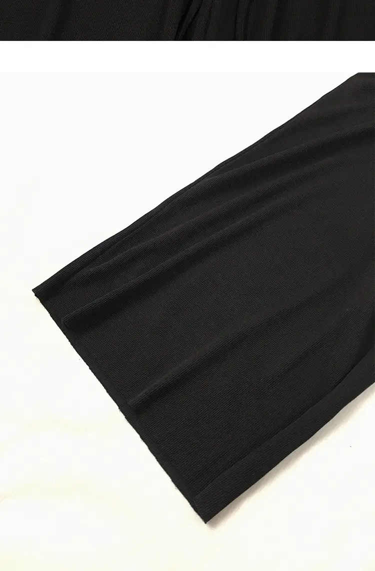 Wide Leg Drawstring Pants Black Loose Slimming — feature 24