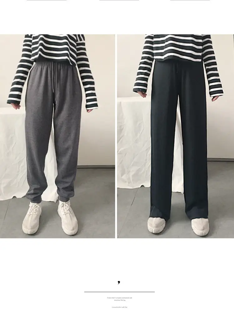 Wide Leg Drawstring Pants Black Loose Slimming — feature 8