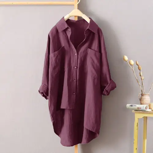Black Long Sleeve Casual Shirt Large Irregular Hem - Image 2