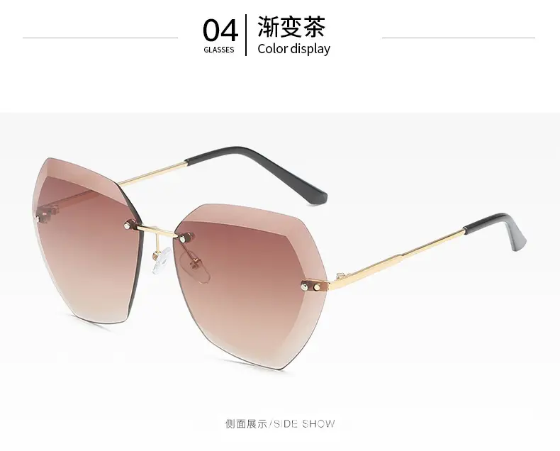 European Metal Sunglasses with Diamond Trim - Image 4