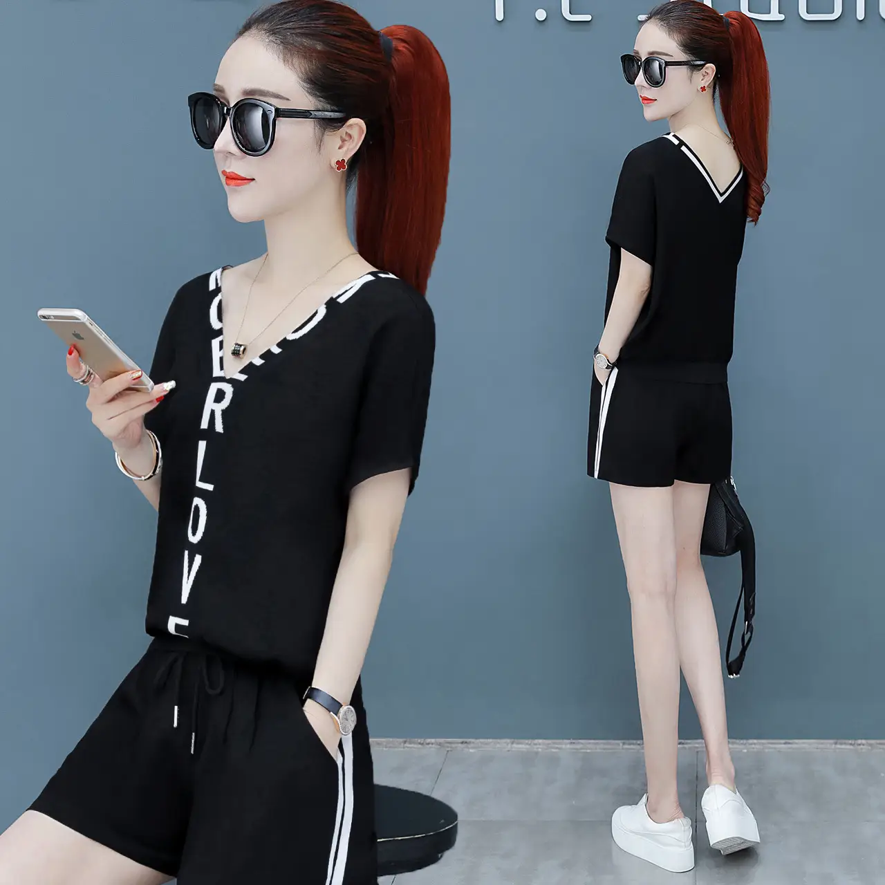 Women White Korean Style Running Shorts Set 2026 - Image 3