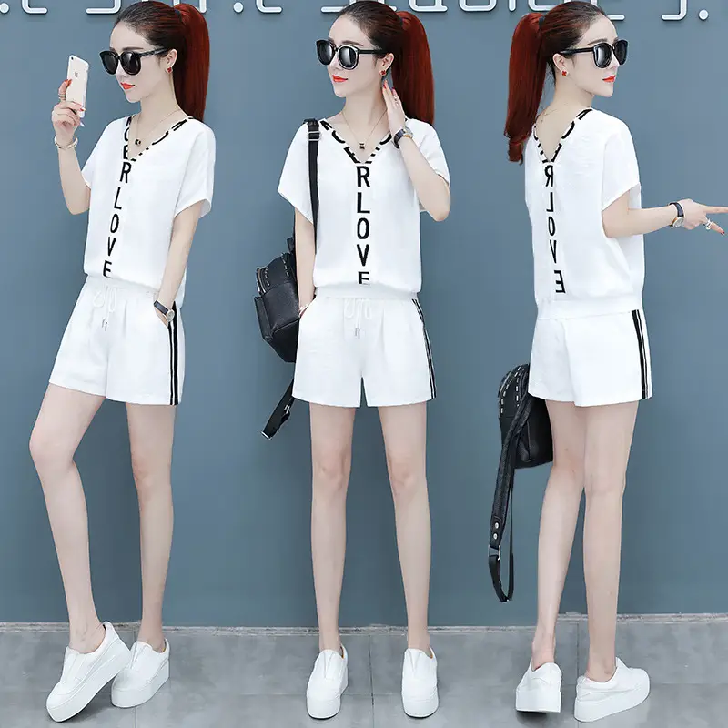 Women White Korean Style Running Shorts Set 2026 - Image 4