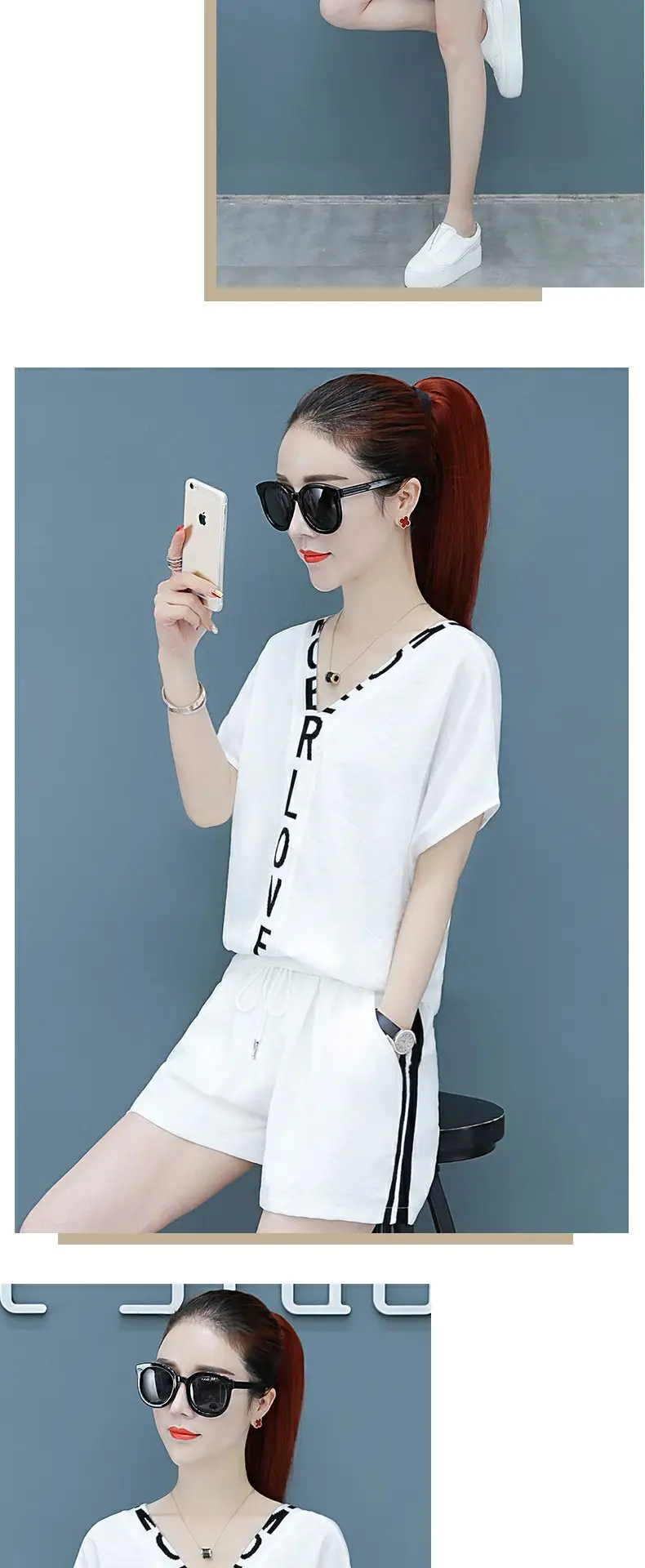 Women White Korean Style Running Shorts Set 2026 — feature 11
