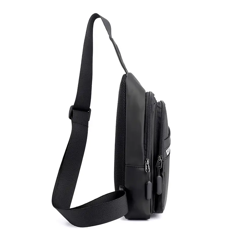 Men Blue Zipper Shoulder Bag Lightweight Comfortable - Image 7