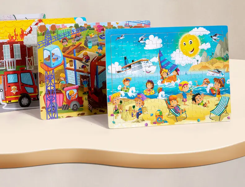 Wooden 80-Piece Kids Puzzle Cartoon Plane Toy — feature 2