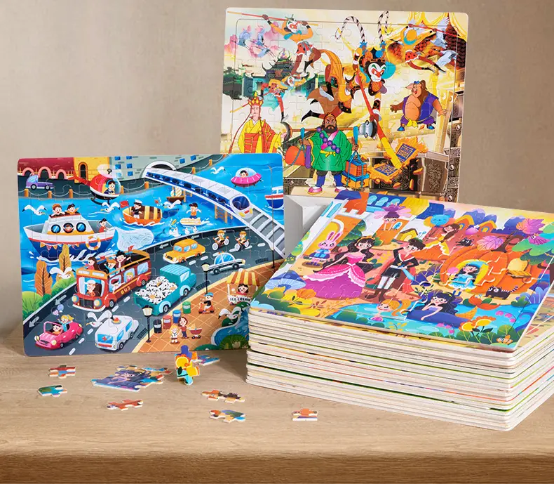 Wooden 80-Piece Kids Puzzle Cartoon Plane Toy — feature 6