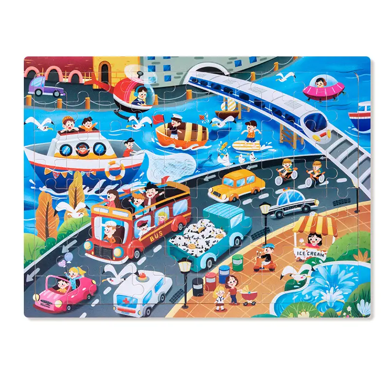 Wooden 80-Piece Kids Puzzle Cartoon Plane Toy