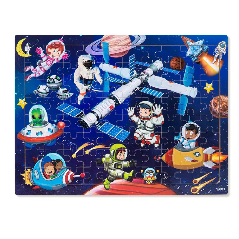 Wooden 80-Piece Kids Puzzle Cartoon Plane Toy