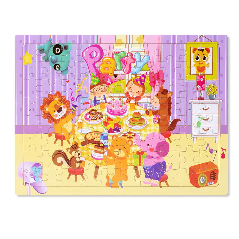 Wooden 80-Piece Kids Puzzle Cartoon Plane Toy