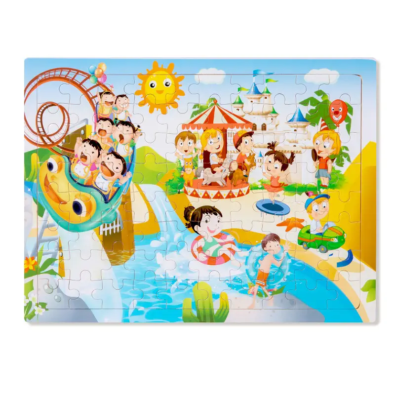 Wooden 80-Piece Kids Puzzle Cartoon Plane Toy