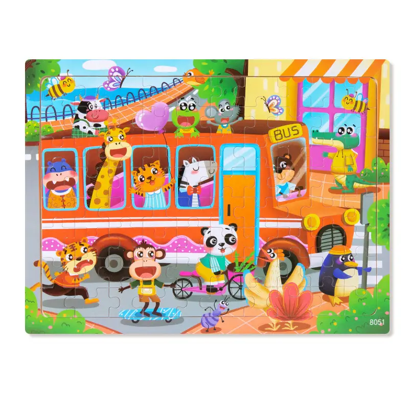 Wooden 80-Piece Kids Puzzle Cartoon Plane Toy