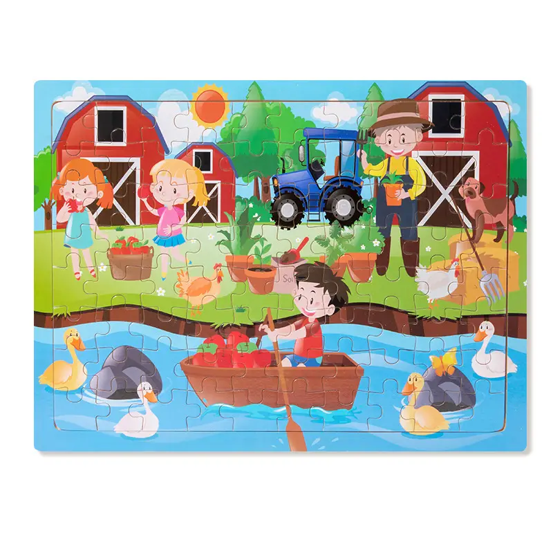 Wooden 80-Piece Kids Puzzle Cartoon Plane Toy