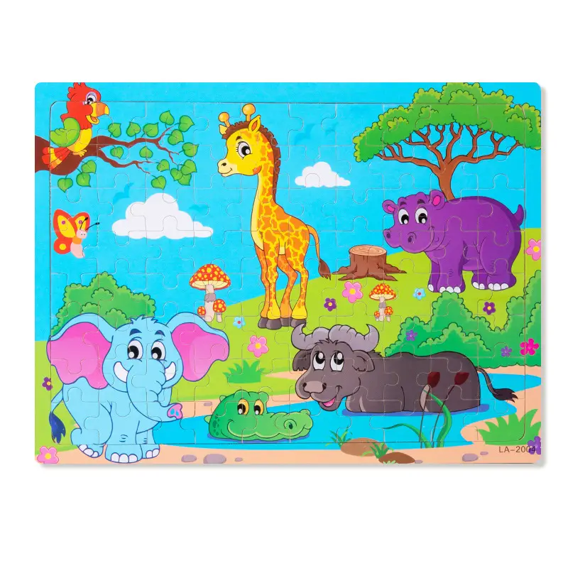 Wooden 80-Piece Kids Puzzle Cartoon Plane Toy