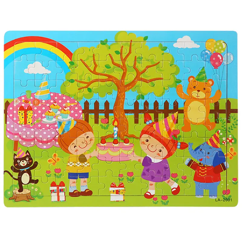 Wooden 80-Piece Kids Puzzle Cartoon Plane Toy